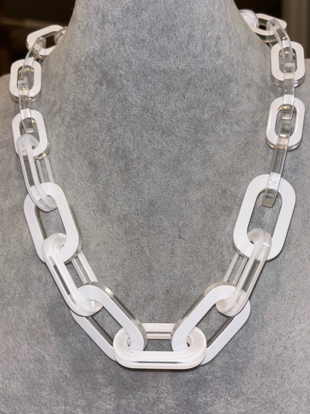 Clear & White Acrylic Link Necklace - Women Jewelry